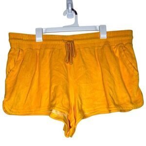 Lou & Grey Yellow Terry Cloth Shorts Drawstring Waist Comfy Lounge XXL